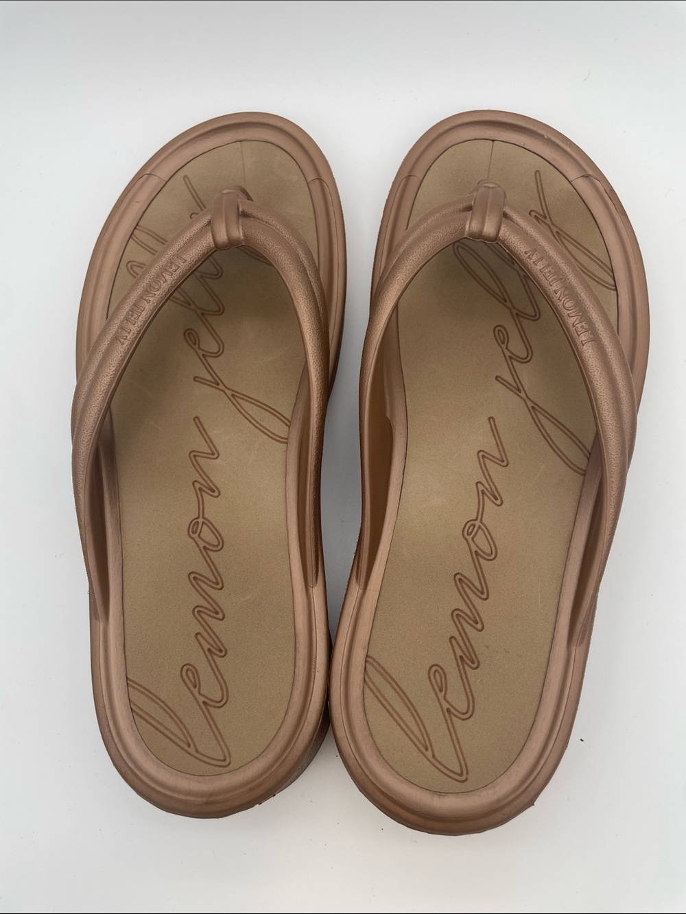 Lemon Jelly Metallic Bronze Flip Flop Sandals thongs 38
